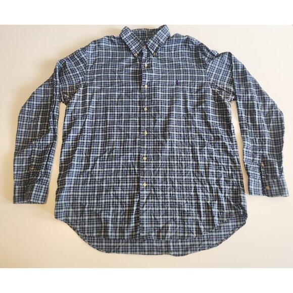 Ralph Lauren Plaid Shirt Blue & Purple Button Down Business Casual Mens XL EUC - Picture 5 of 9